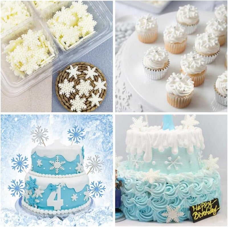 AMBESTEE 4 Pieces 3D Snowflake Silicone Mold Winter Snowflake Fondant Silicone Mold for Cake Cupcake Decoration Polymer Clay Crafting Projects - Image 4